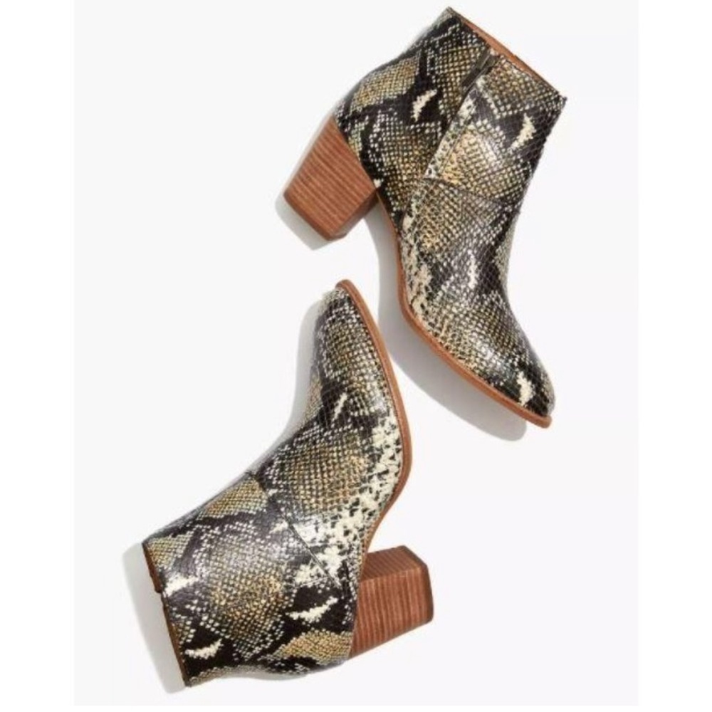 Madewell Rosie Snake Embossed Leather Ankle Wooden Stack Heel Boots, 7 - Picture 3 of 10